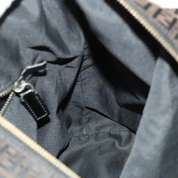 FENDI Zucchino Canvas Shoulder Bag Black Brown Auth bs27098 - Picture 13 of 16